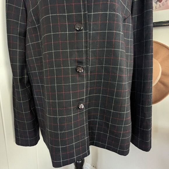 Pendleton Virgin Wool Black Grid Blazer 16 Countryside Clown Ranch Rebel Punk - Picture 4 of 9